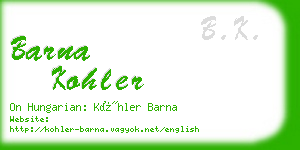 barna kohler business card